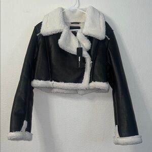 Black and White Shearling Jacket